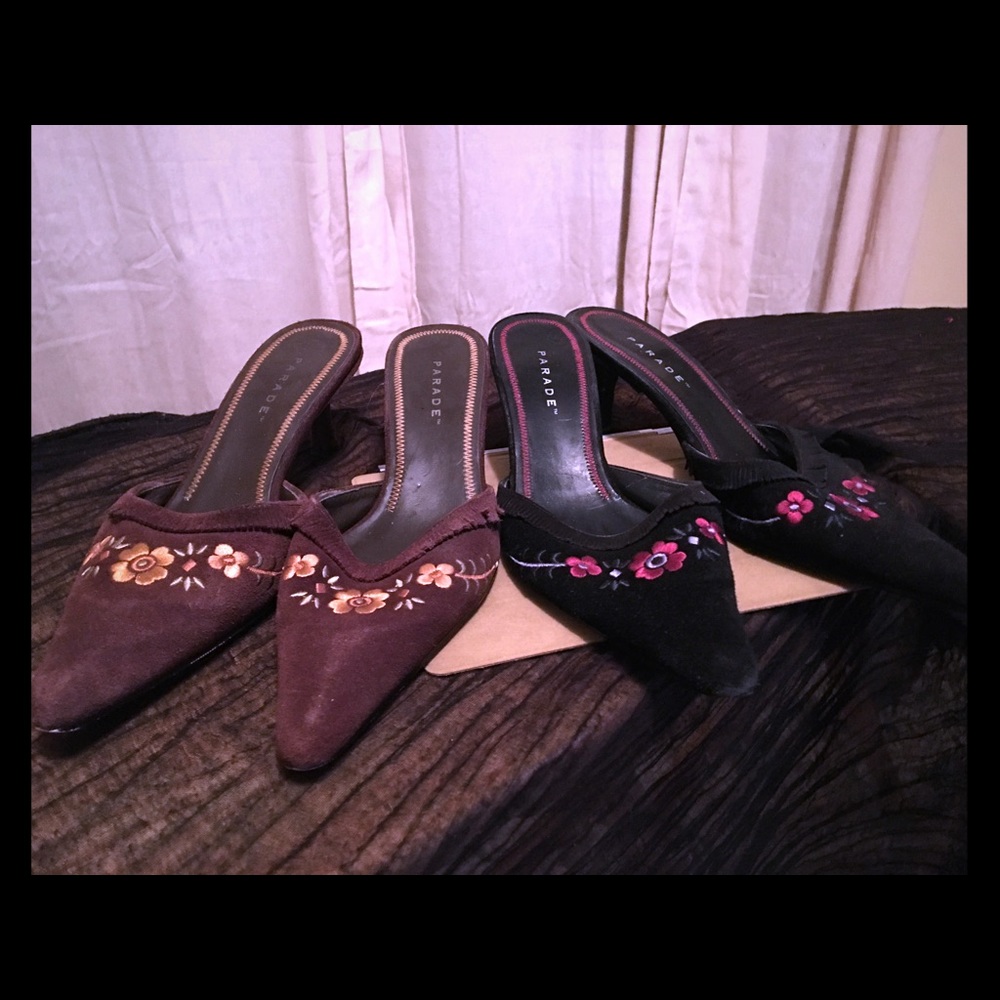Two pair suede slides